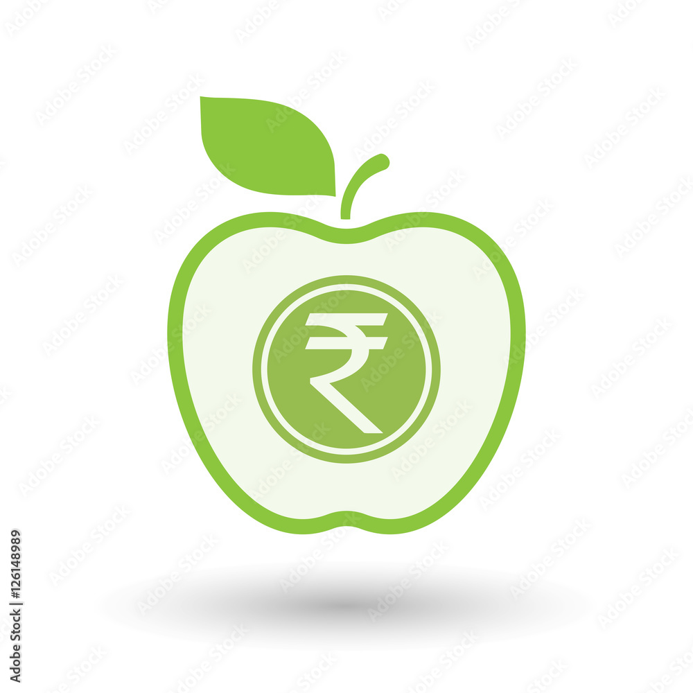 Isolated healthy apple fruit with a rupee coin icon Isolated healthy apple fruit with a rupee coin icon