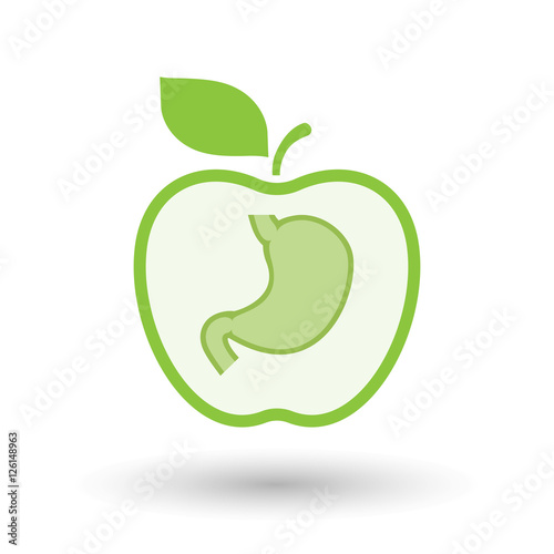 Isolated healthy apple fruit with  a healthy human stomach icon