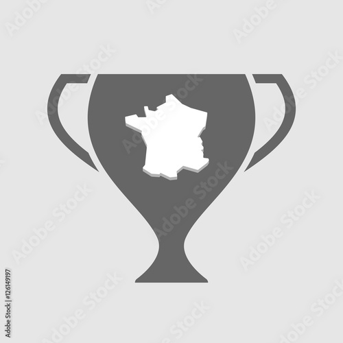 Isolated award cup icon with  the map of France