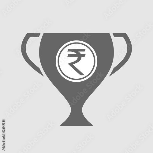 Isolated award cup icon with  a rupee coin icon