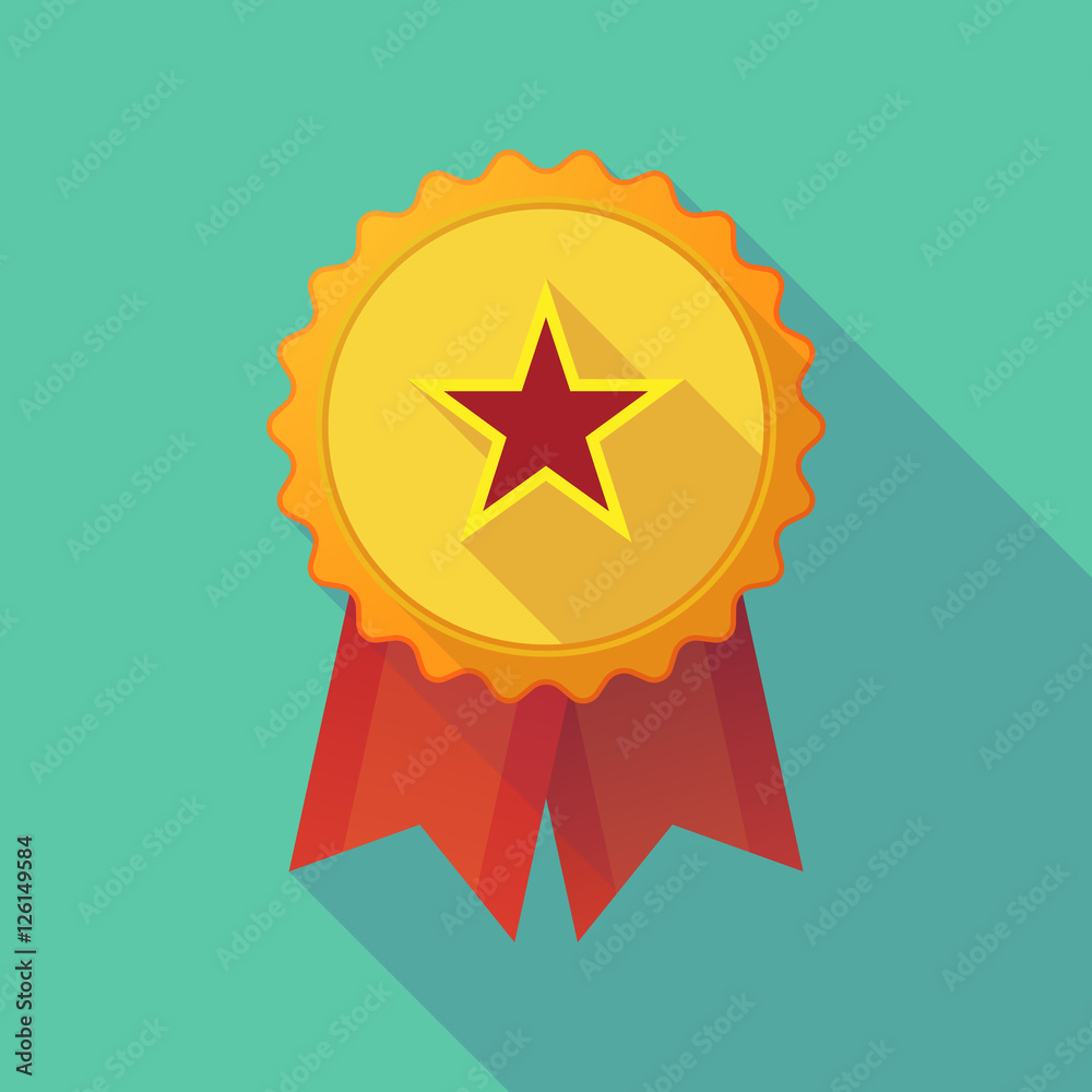Long shadow badge with the red star of communism icon Long shadow badge with the red star of communism icon