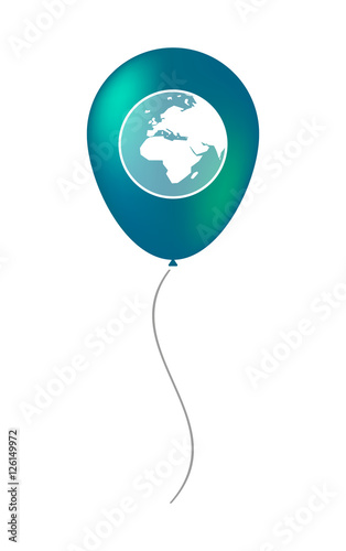 Isolated air balloon with   an Asia, Africa and Europe regions w
