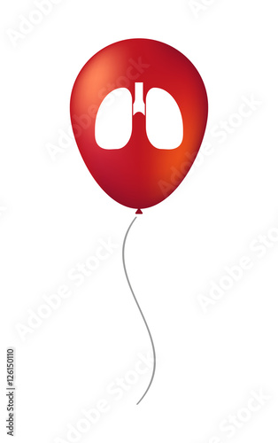 Isolated air balloon with  a healthy human lung icon