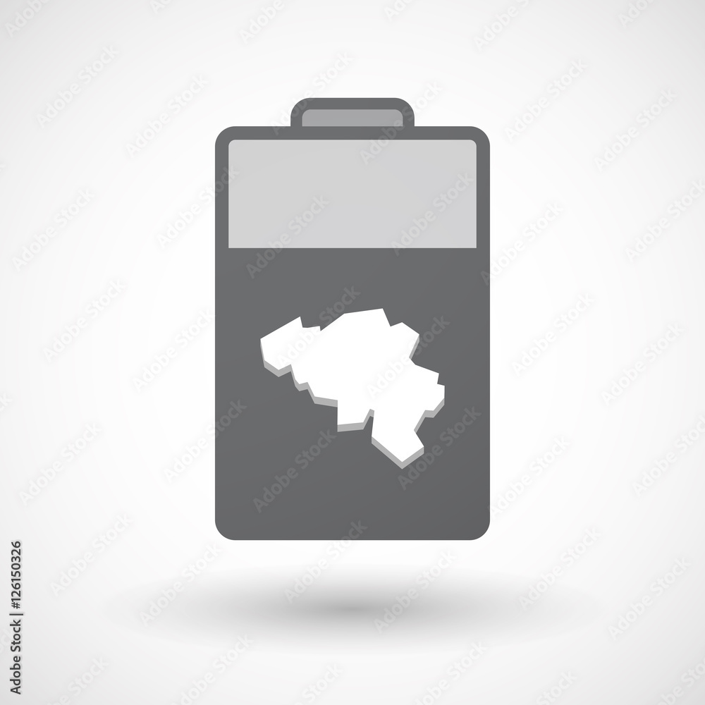 Isolated battery icon with the map of Belgium Isolated battery icon with the map of Belgium