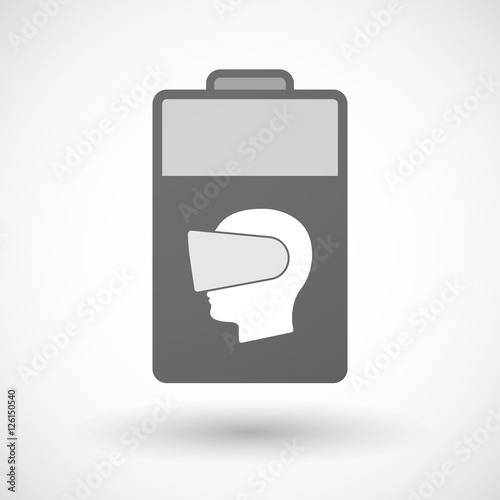 Isolated battery icon with  a male head wearing a virtual realit