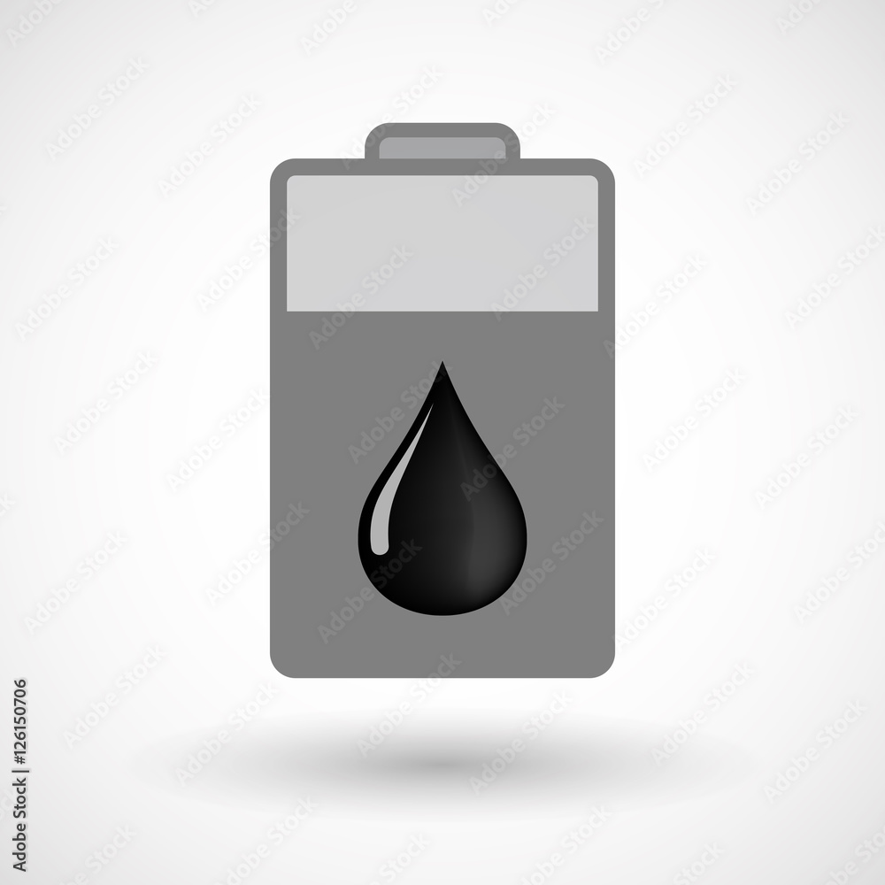 Isolated battery icon with an oil drop icon Isolated battery icon with an oil drop icon