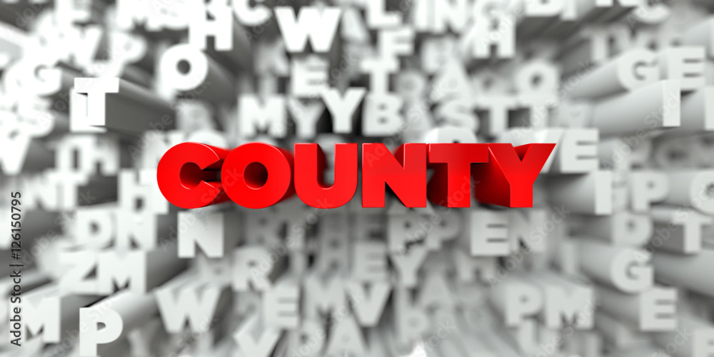 COUNTY - Red text on typography background - 3D rendered royalty free stock image. This image can be used for an online website banner ad or a print postcard. COUNTY - Red text on typography background - 3D rendered royalty free stock image. This image can be used for an online website banner ad or a print postcard.