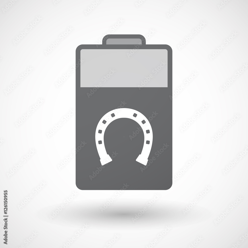 Isolated battery icon with a horseshoe sign Isolated battery icon with a horseshoe sign