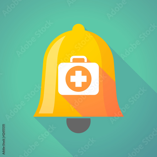 Long shadow bell icon with  a first aid kit icon