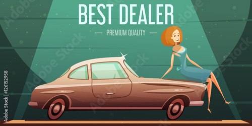Vintage Car Sale Dealer retro Poster 