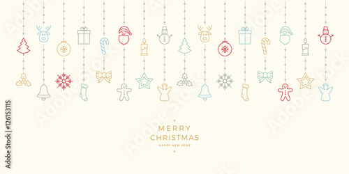 christmas colorful icon elements hanging background