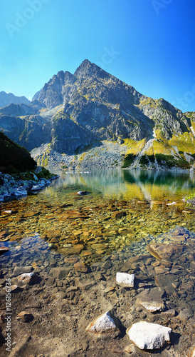 High, Tatras, in, Poland., Lake, and, monumental, peaks., Summer, scenic, landscape, mountain, view.