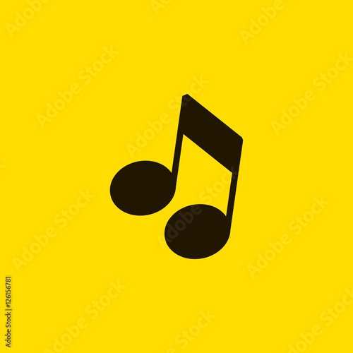 Musical note icon vector, clip art. Also useful as logo, web UI element, symbol, graphic image, sign, silhouette and illustration.