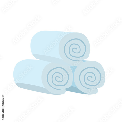 Blue domestic bath beach spa towel stack isolated vector illustration
