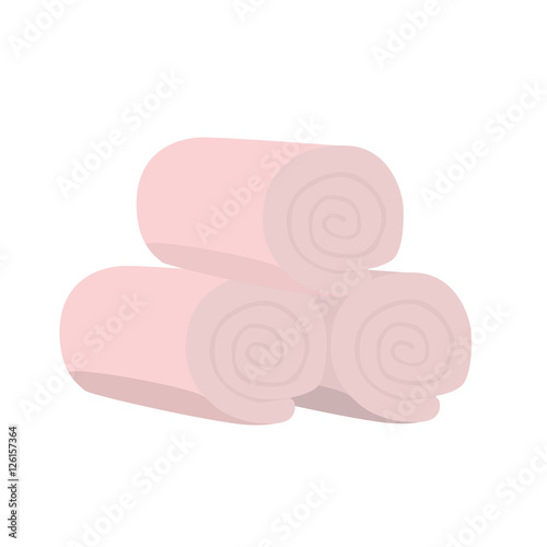 Pink domestic bath beach spa towel stack isolated vector illustration