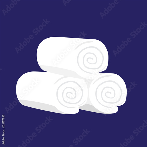 White domestic bath beach spa towel stack isolated vector illustration