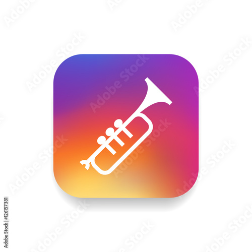 Trumpet icon vector, clip art. Also useful as logo, square app icon, silhouette and illustration.