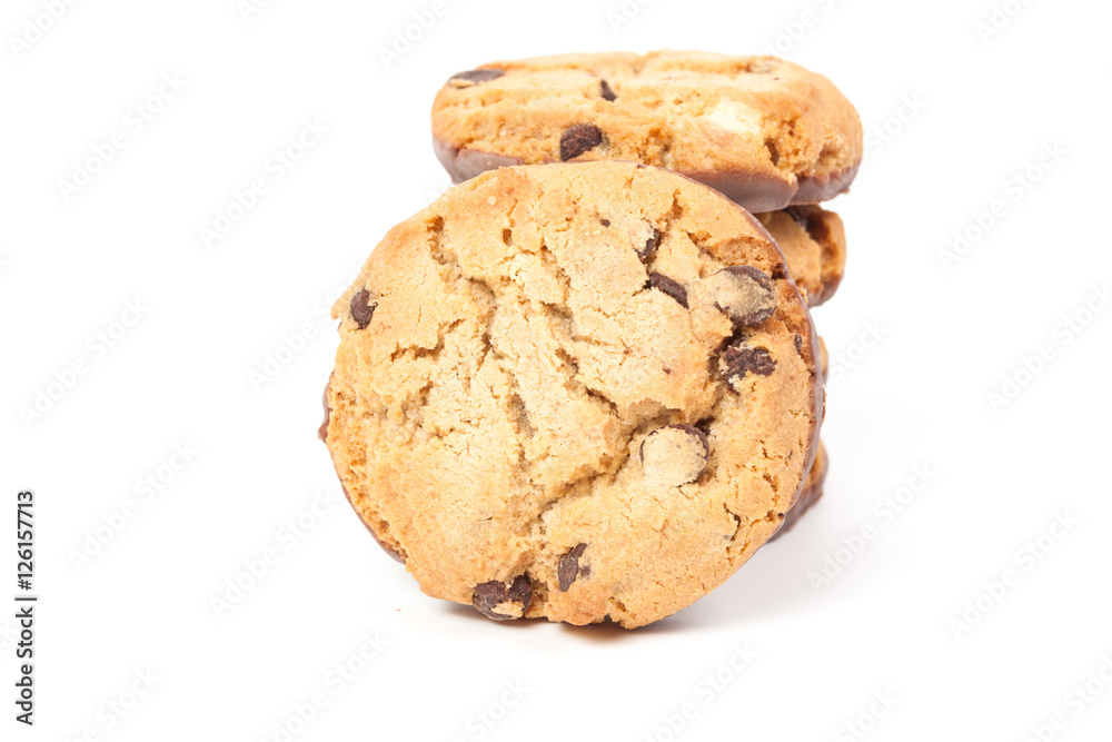 Chocolate chip cookie isolated on white Chocolate chip cookie isolated on white