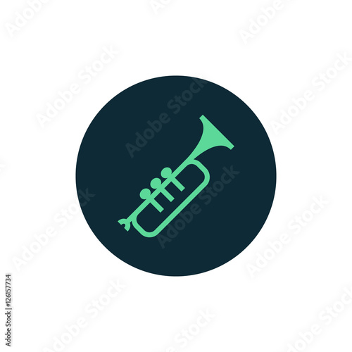 Trumpet icon vector, clip art. Also useful as logo, circle app icon, silhouette and illustration.