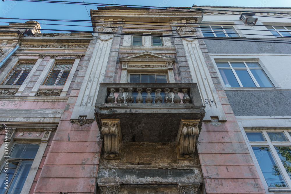 Facade of old building in the center of Samara, Russia Facade of old building in the center of Samara, Russia
