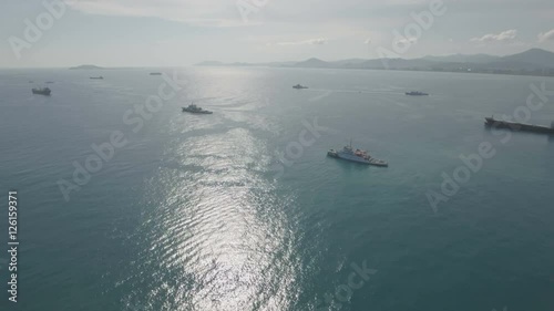 Drone shot Chinese coast guard ships in South China Sea photo