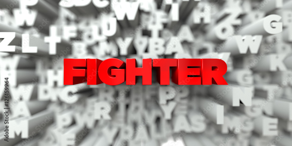 FIGHTER - Red text on typography background - 3D rendered royalty free stock image. This image can be used for an online website banner ad or a print postcard. FIGHTER - Red text on typography background - 3D rendered royalty free stock image. This image can be used for an online website banner ad or a print postcard.