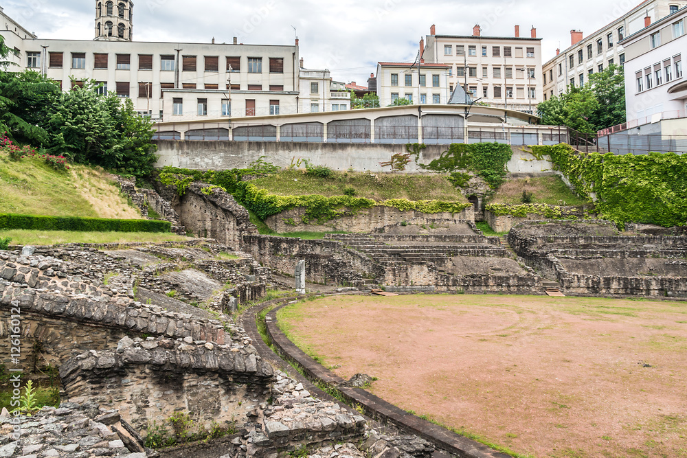 Roman Amphitheater of Trois Gaules. Croix-Rousse, Lyon, France.