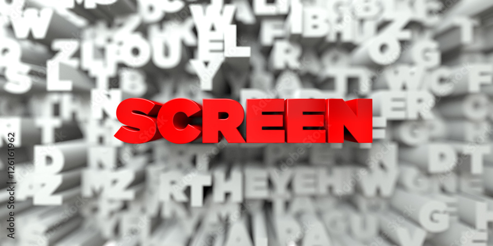 SCREEN - Red text on typography background - 3D rendered royalty free stock image. This image can be used for an online website banner ad or a print postcard. SCREEN - Red text on typography background - 3D rendered royalty free stock image. This image can be used for an online website banner ad or a print postcard.