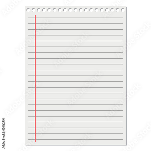 leaf from a notebook on  white background