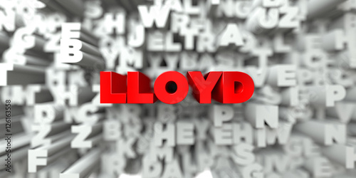 LLOYD -  Red text on typography background - 3D rendered royalty free stock image. This image can be used for an online website banner ad or a print postcard. photo