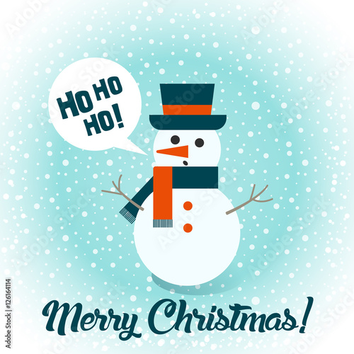 Snowman. Merry Christmas! Happy New Year. Flat design. Vector.