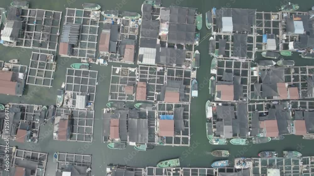 Local fishing community Hainan, drone shot China Local fishing community Hainan, drone shot China