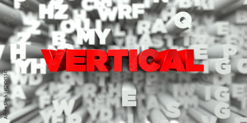 VERTICAL -  Red text on typography background - 3D rendered royalty free stock image. This image can be used for an online website banner ad or a print postcard.