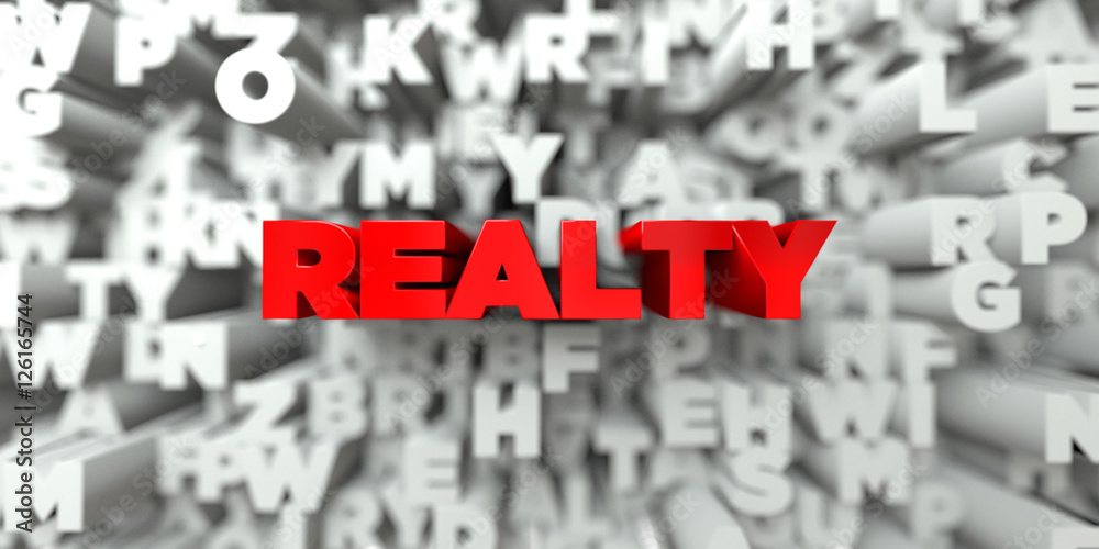 REALTY - Red text on typography background - 3D rendered royalty free stock image. This image can be used for an online website banner ad or a print postcard. REALTY - Red text on typography background - 3D rendered royalty free stock image. This image can be used for an online website banner ad or a print postcard.