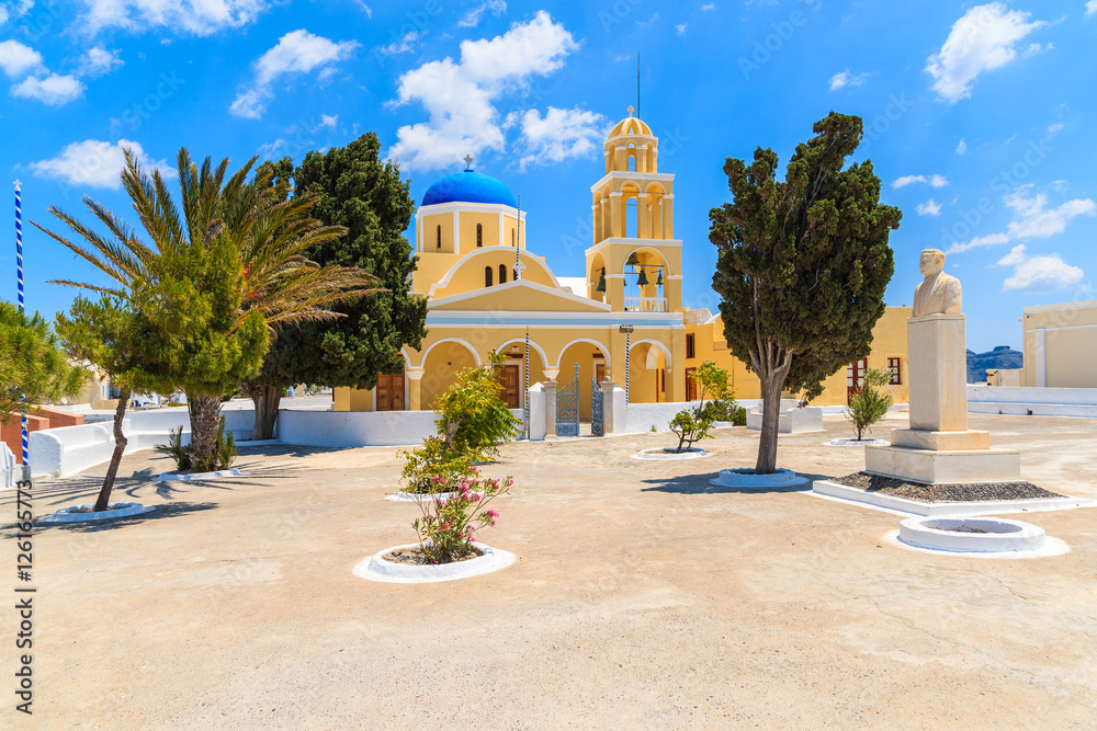 Typical church in Oia village on Santorini island, Greece