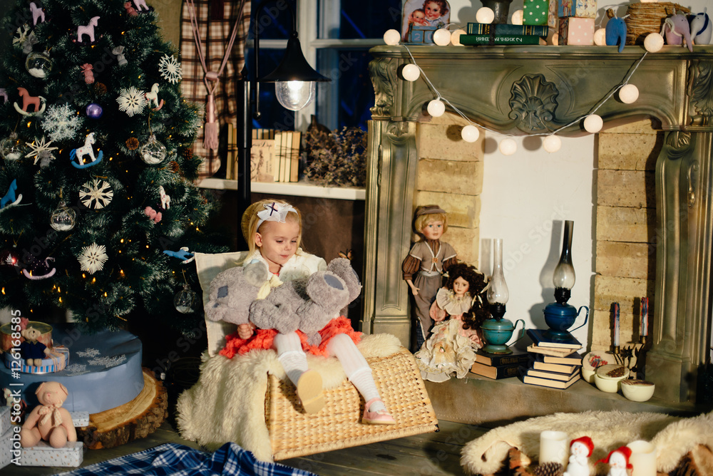 little girl in a New Year's decor, baby and Christmas 1 little girl in a New Year's decor, baby and Christmas 1