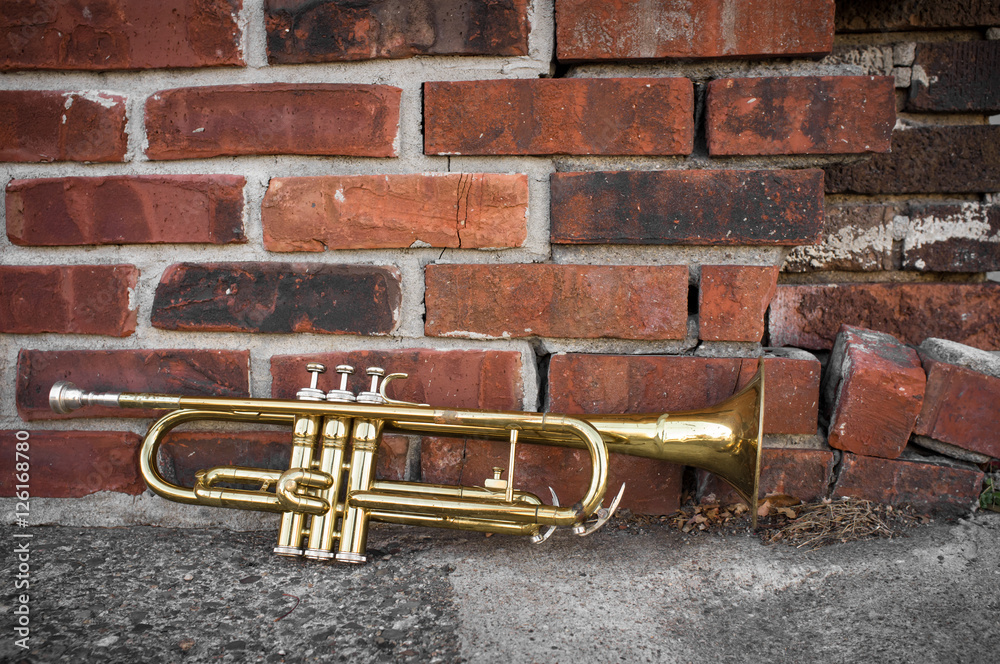 Fototapeta premium Old Trumpet Brick Wall