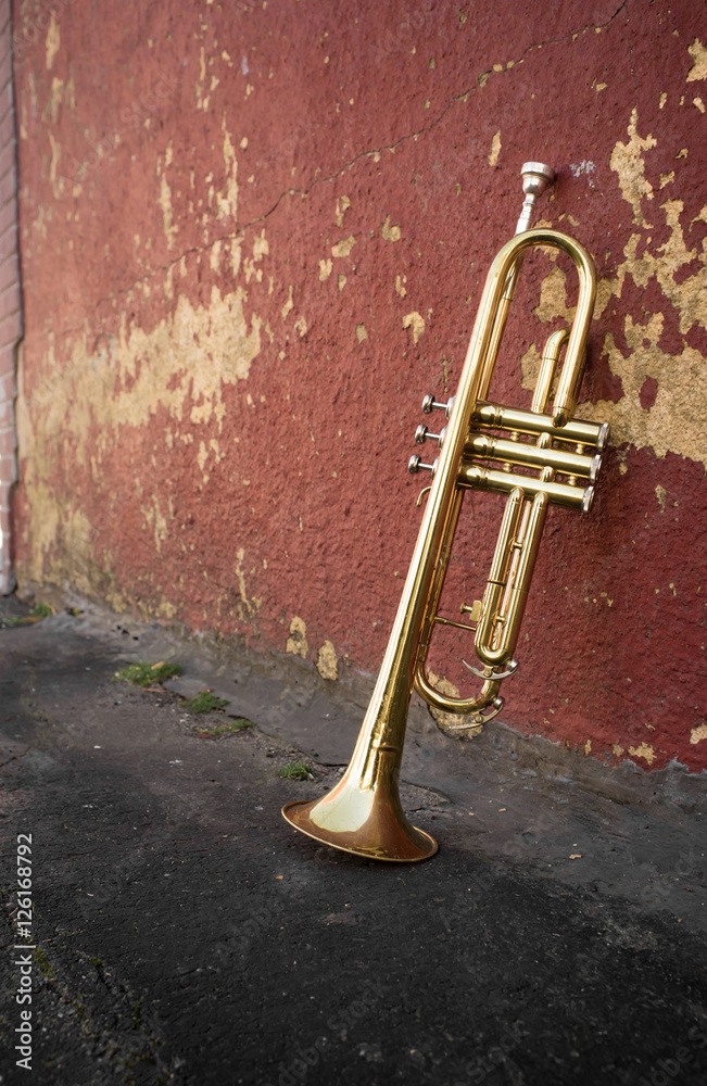 Fototapeta premium Old Trumpet Brick Wall