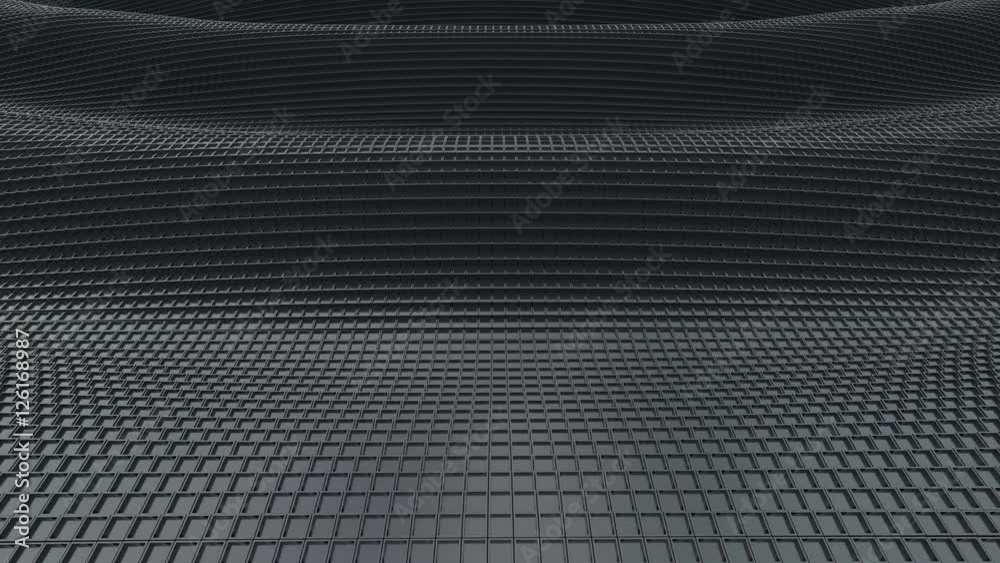 Waves of small cubes move towards camera.