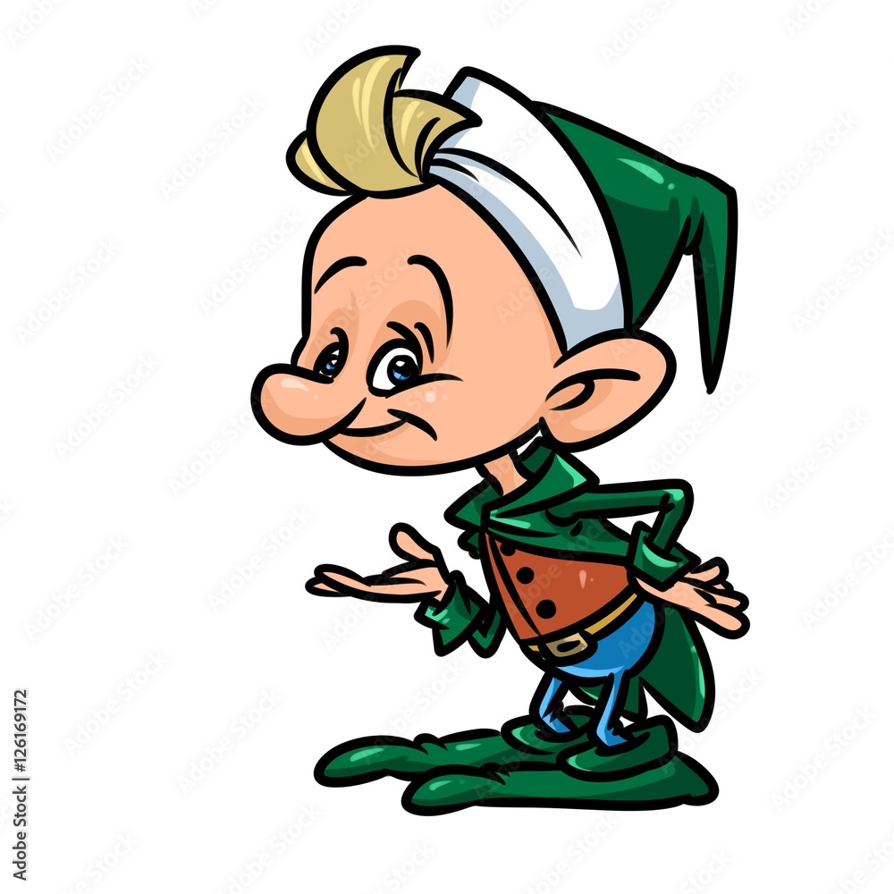 Naklejka premium Little dwarf elf cartoon illustration isolated image character