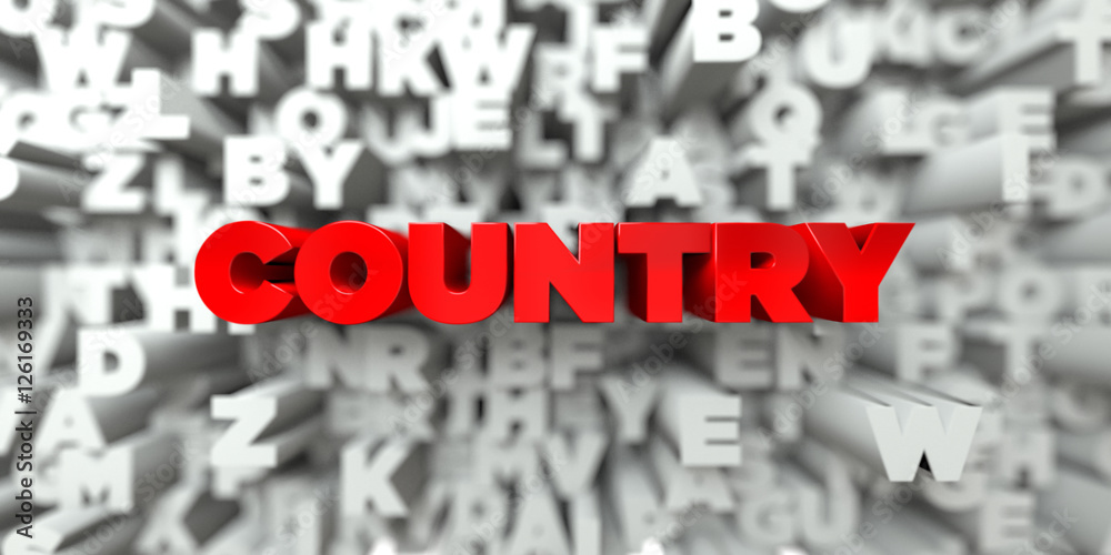 COUNTRY - Red text on typography background - 3D rendered royalty free stock image. This image can be used for an online website banner ad or a print postcard. COUNTRY - Red text on typography background - 3D rendered royalty free stock image. This image can be used for an online website banner ad or a print postcard.