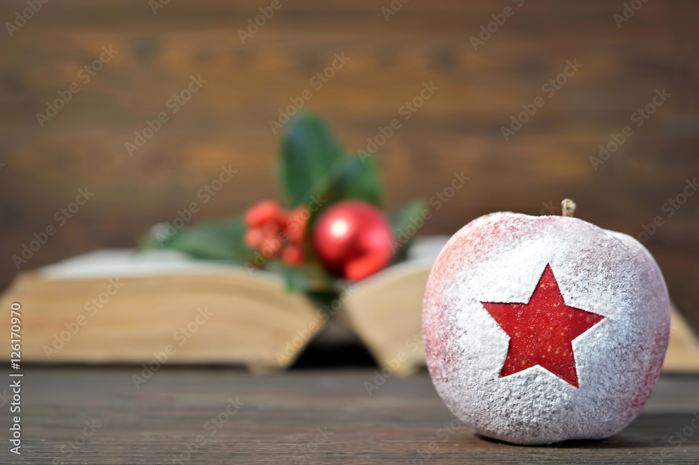 Christmas card: Christmas apple with star shape Christmas card: Christmas apple with star shape