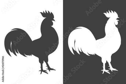 Vector rooster s silhouettes, symbol of 2017.