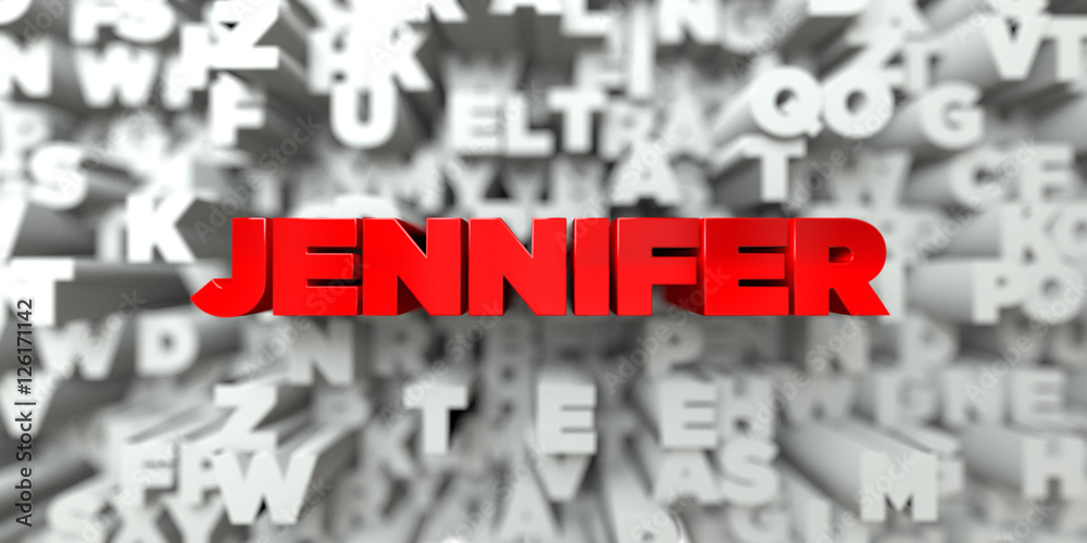JENNIFER - Red text on typography background - 3D rendered royalty free stock image. This image can be used for an online website banner ad or a print postcard. JENNIFER - Red text on typography background - 3D rendered royalty free stock image. This image can be used for an online website banner ad or a print postcard.
