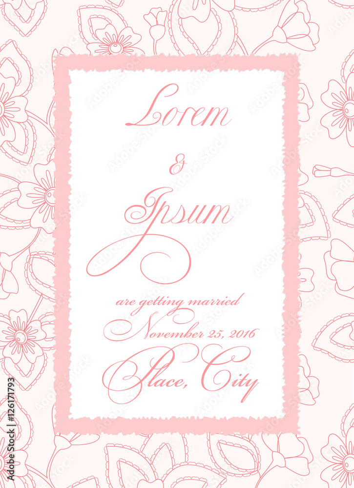 wedding invitation with torn paper banner