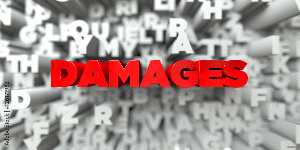 DAMAGES - Red text on typography background - 3D rendered royalty free stock image. This image can be used for an online website banner ad or a print postcard. DAMAGES - Red text on typography background - 3D rendered royalty free stock image. This image can be used for an online website banner ad or a print postcard.