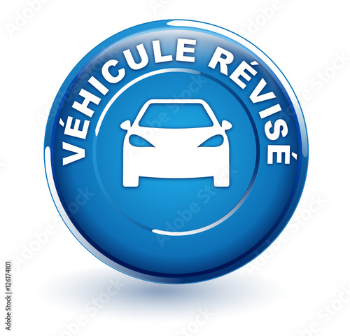 véhicule révisé sur bouton bleu