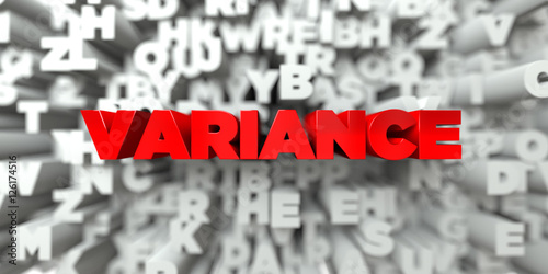VARIANCE -  Red text on typography background - 3D rendered royalty free stock image. This image can be used for an online website banner ad or a print postcard. photo