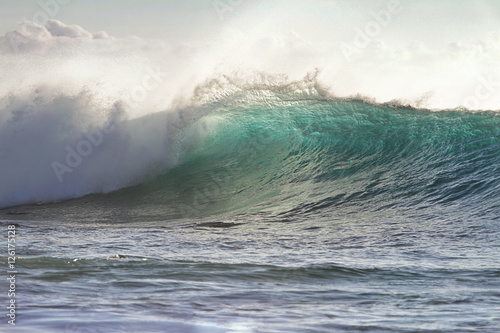 Shining Translucent Ocean Background Shorebreak Wave for Surfing
