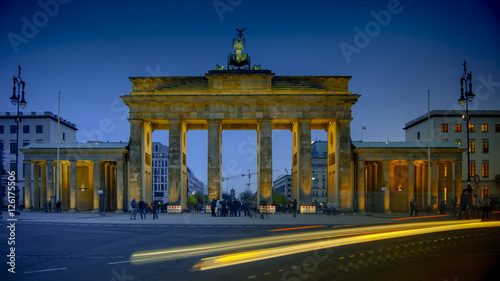 BERLIN, GERMANY - circa 2016: Tourists in front of the Brandenburg Gate.
